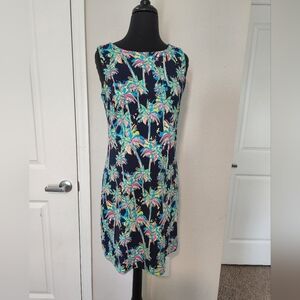 Lulu-B Tropical Print Dress - Navy and Multicolor